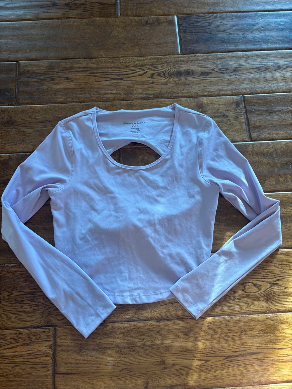 Light Lavender Long-Sleeve Crop Top with Back Cutout